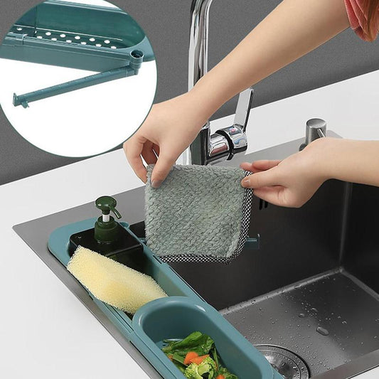 Telescopic Sink Rack – Soap & Sponge Organizer