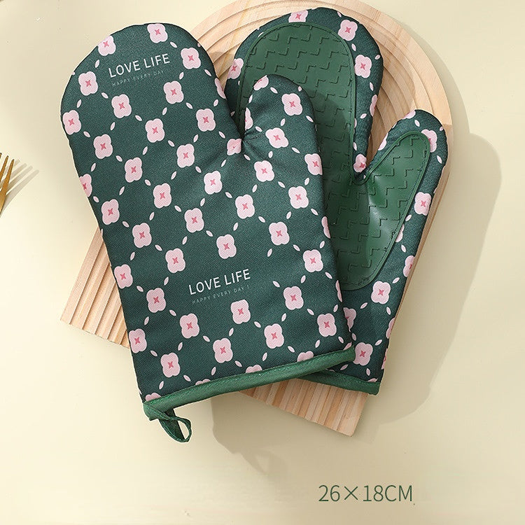 Heat-Resistant Cotton Oven Mitts – Anti-Scald & Non-Slip