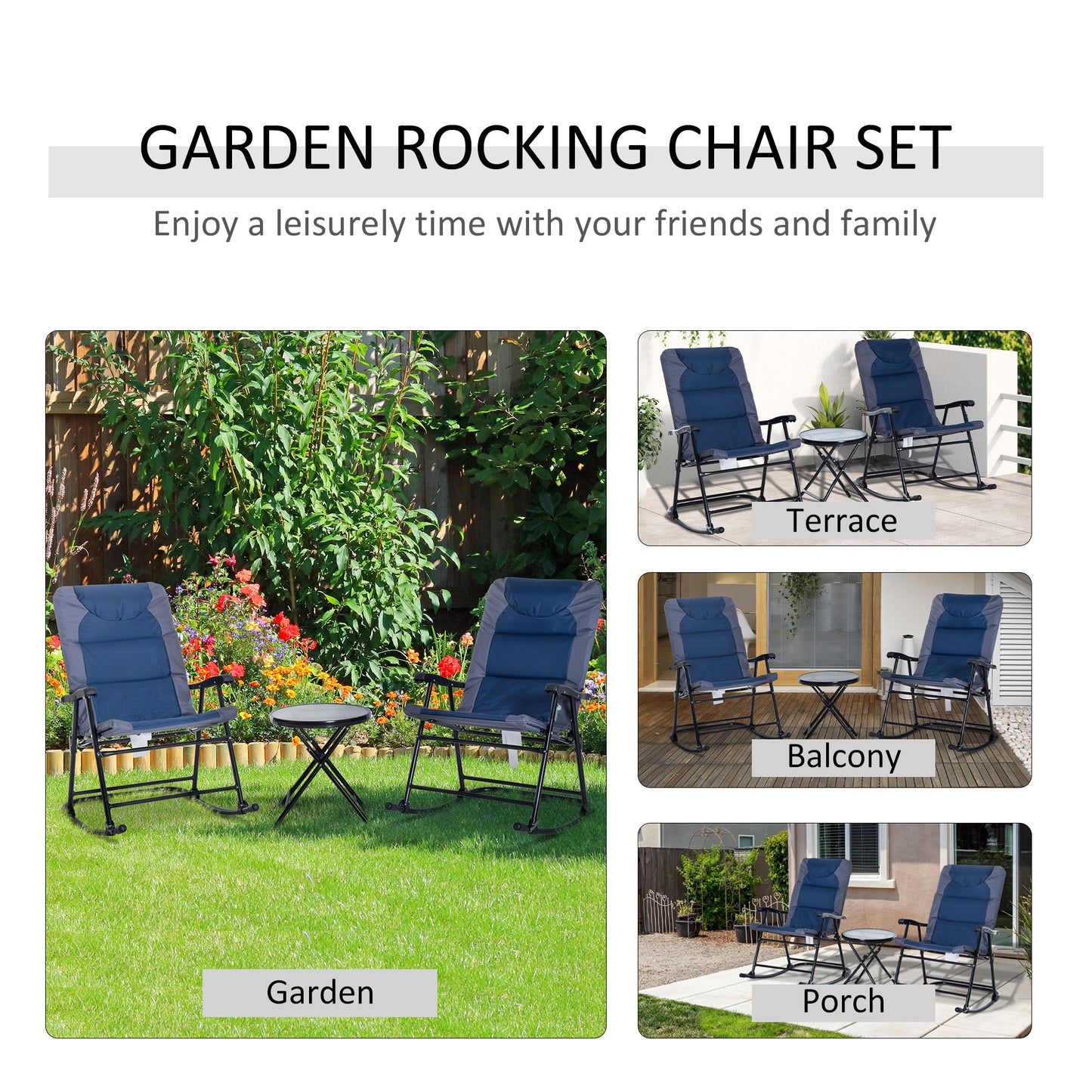 BlueWave 3-Piece Rocking Bistro Set