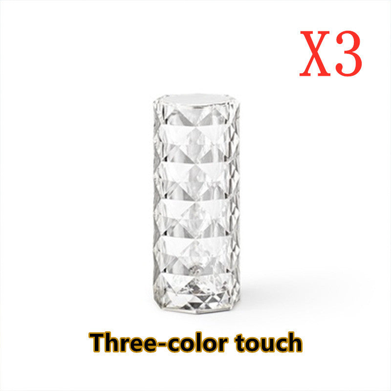 Nordic Crystal USB Table Lamp – Touch Dimming & Rose Projector