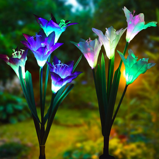 Outdoor Solar Garden Lights – 7 LED Colorful Lily Design