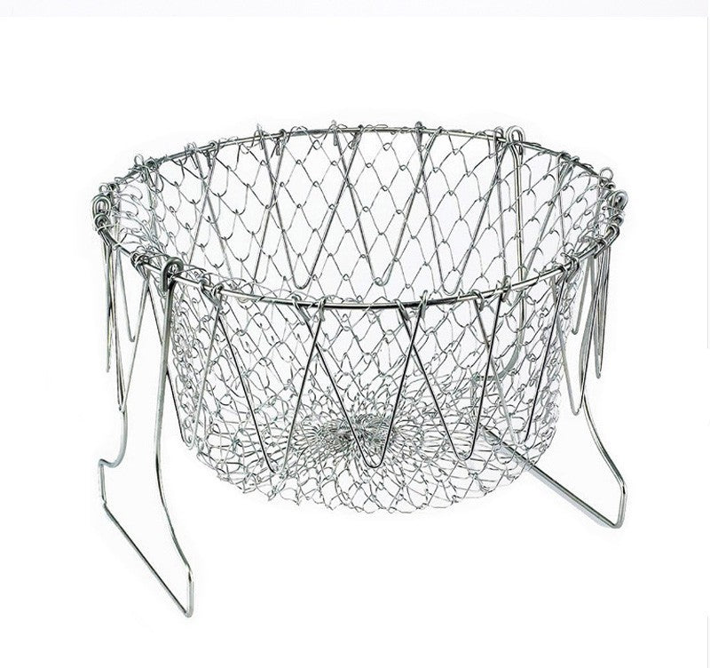 Foldable Stainless Steel Fry Basket – Multi-Function Kitchen Tool