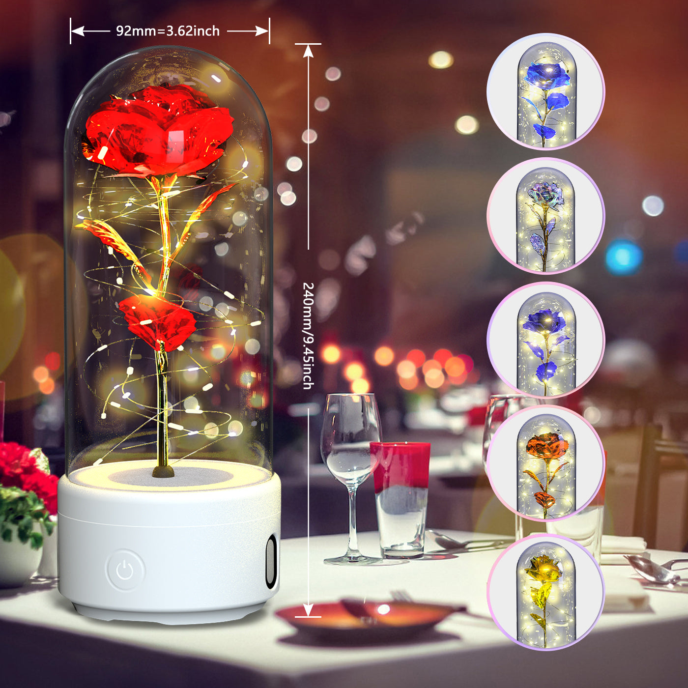 2-in-1 Rose LED Light & Bluetooth Speaker-Gift