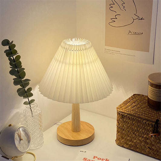 USB Vintage Pleated Table Lamp – Dimmable LED