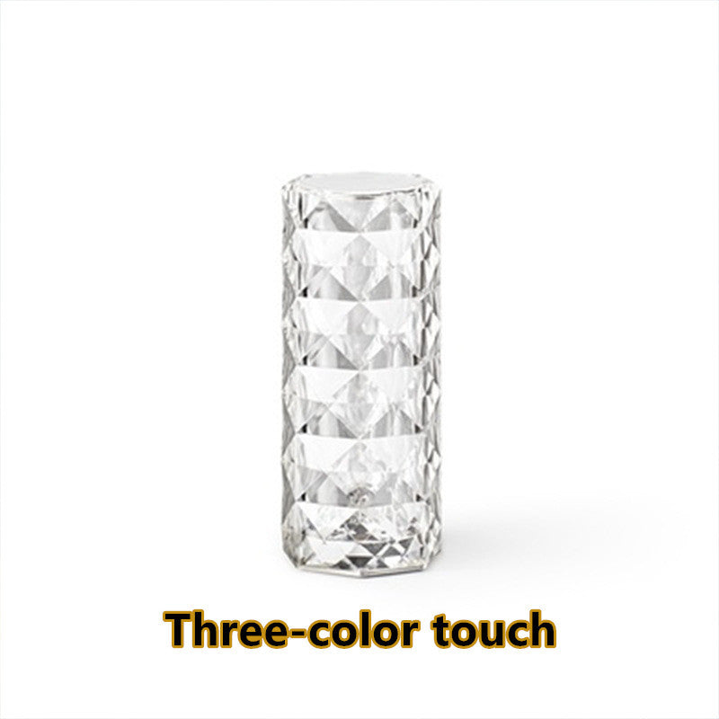 Nordic Crystal USB Table Lamp – Touch Dimming & Rose Projector