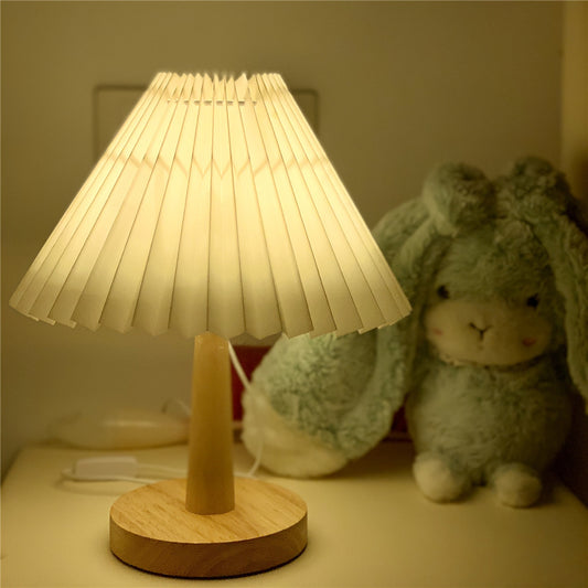USB Vintage Pleated Table Lamp – Dimmable LED