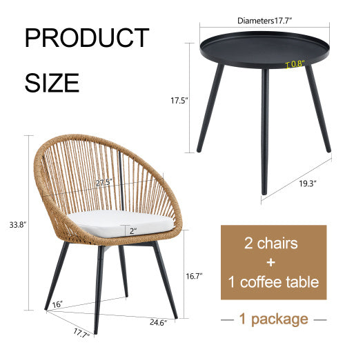 CozyRattan 3-Piece Table & Chairs