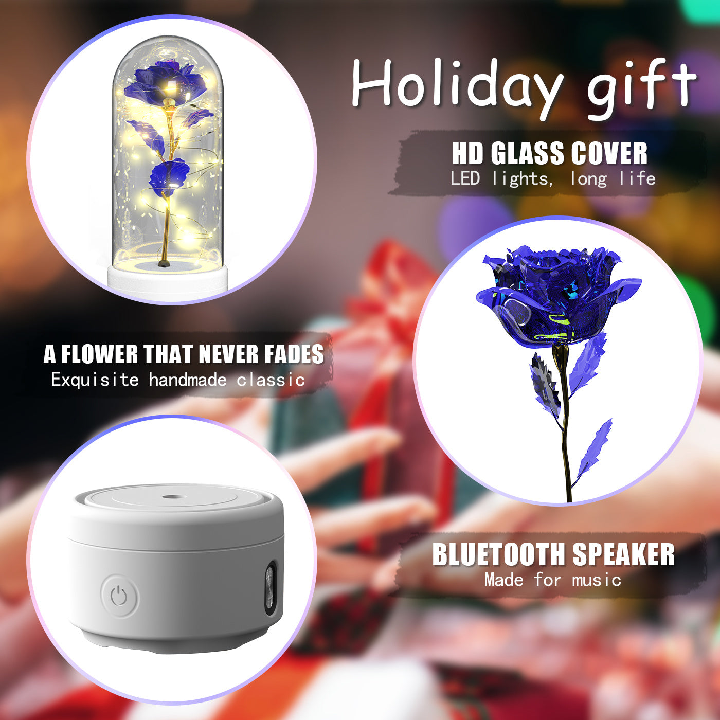 2-in-1 Rose LED Light & Bluetooth Speaker-Gift